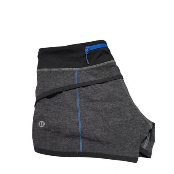 Lululemon Speed Short 4-way Stretch 2.5" Texture Printed Greyt Deep Coal Black 4 - Picture 1 of 5
